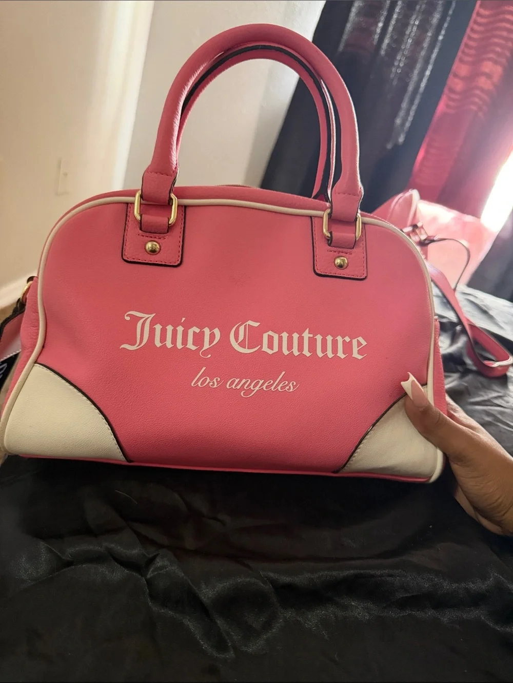 Juicy Couture Pink and White Dome Satchel